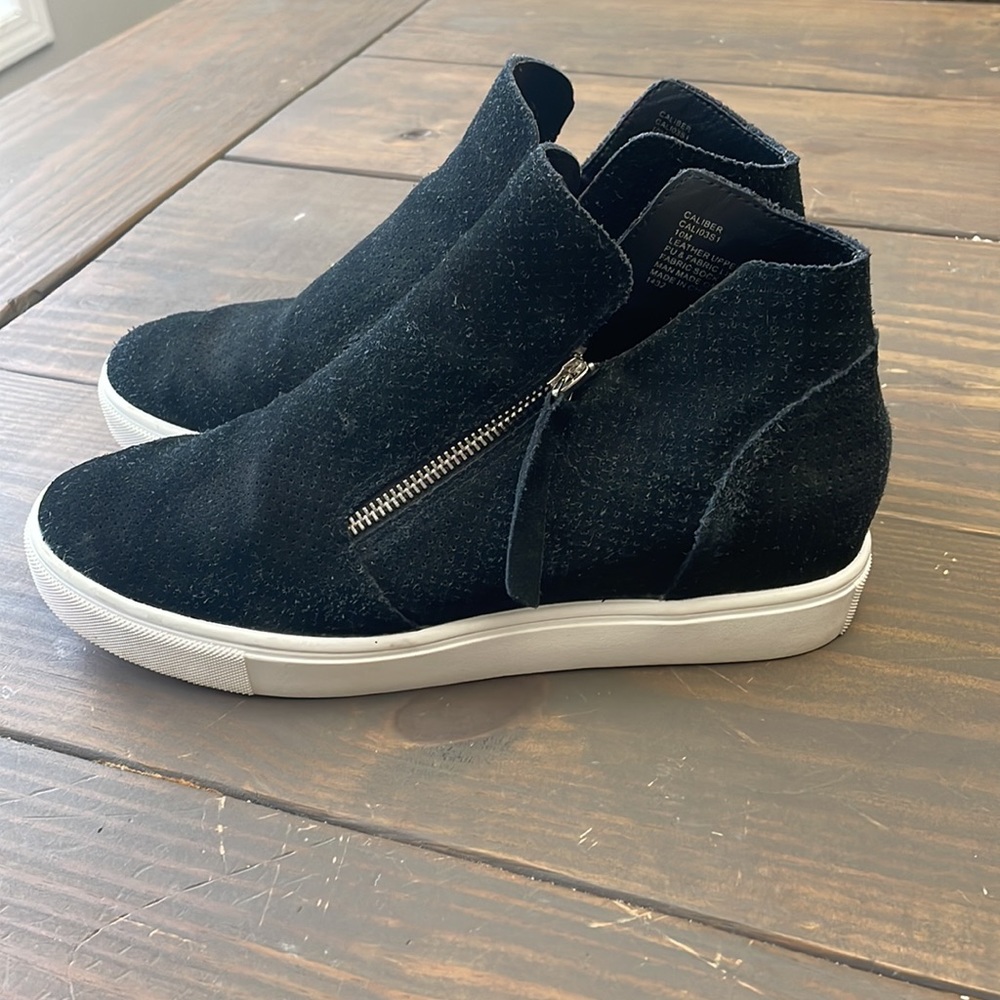 Steve Madden Black Suede Slip-On Ankle Booties with Side Zips